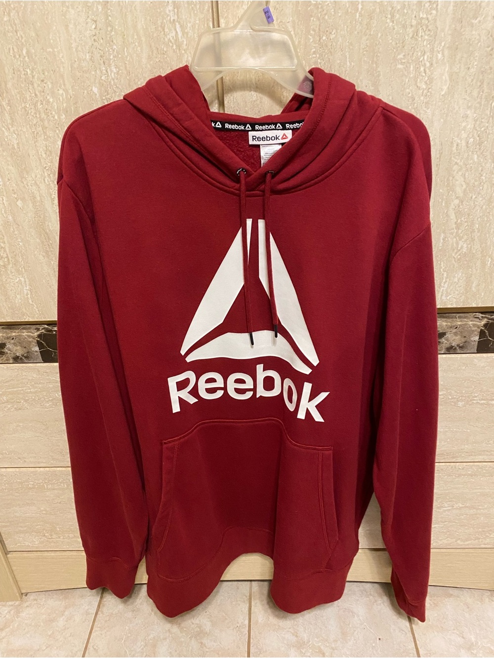 Reebok women’s Burgundy Crewneck Hoodie with White Logo
